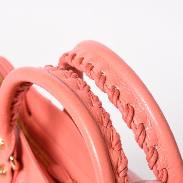 極美品 BALENCIAGA バレンシアガ ザ・ヴェロ ショルダー ハンドバッグ 2way 282010 レザー シャンパンゴールド金具 ピンク 中古 4a005273