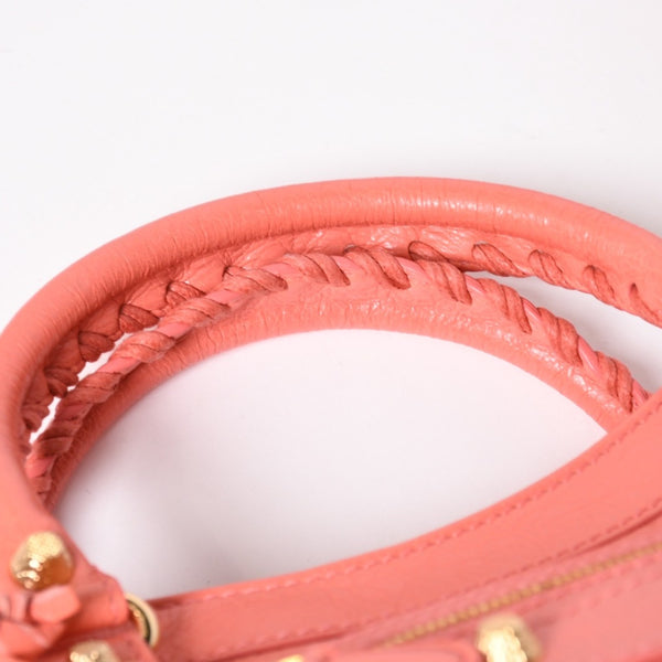 極美品 BALENCIAGA バレンシアガ ザ・ヴェロ ショルダー ハンドバッグ 2way 282010 レザー シャンパンゴールド金具 ピンク 中古 4a005273