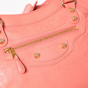 極美品 BALENCIAGA バレンシアガ ザ・ヴェロ ショルダー ハンドバッグ 2way 282010 レザー シャンパンゴールド金具 ピンク 中古 4a005273