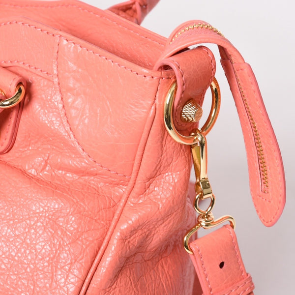 極美品 BALENCIAGA バレンシアガ ザ・ヴェロ ショルダー ハンドバッグ 2way 282010 レザー シャンパンゴールド金具 ピンク 中古 4a005273
