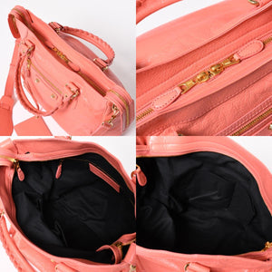 極美品 BALENCIAGA バレンシアガ ザ・ヴェロ ショルダー ハンドバッグ 2way 282010 レザー シャンパンゴールド金具 ピンク 中古 4a005273