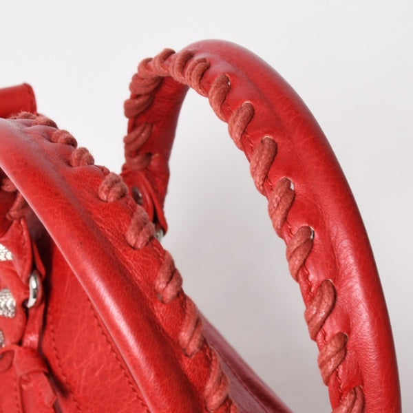 極美品 BALENCIAGA バレンシアガ ジャイアント ファースト 2WAYバッグ 285433 レザー レッド ゴールド金具 中古 4a005272