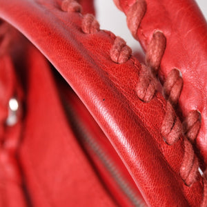 極美品 BALENCIAGA バレンシアガ ジャイアント ファースト 2WAYバッグ 285433 レザー レッド ゴールド金具 中古 4a005272