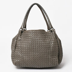 BOTTEGA VENETA ボッテガヴェネタ イントレチャート ハンドバッグ B00860011A ラムスキン チャコールグレー 美品 中古 4a005274