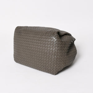 BOTTEGA VENETA ボッテガヴェネタ イントレチャート ハンドバッグ B00860011A ラムスキン チャコールグレー 美品 中古 4a005274