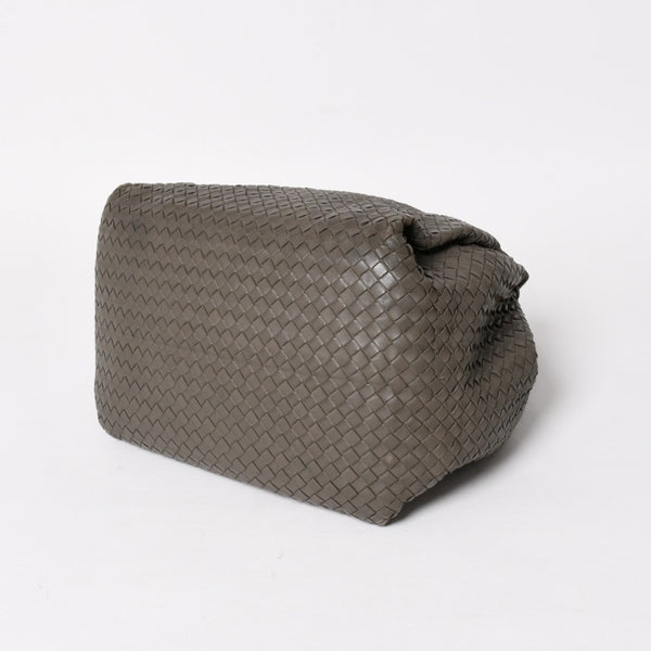BOTTEGA VENETA ボッテガヴェネタ イントレチャート ハンドバッグ B00860011A ラムスキン チャコールグレー 美品 中古 4a005274