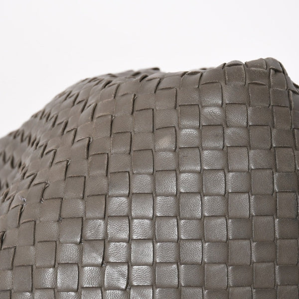 BOTTEGA VENETA ボッテガヴェネタ イントレチャート ハンドバッグ B00860011A ラムスキン チャコールグレー 美品 中古 4a005274