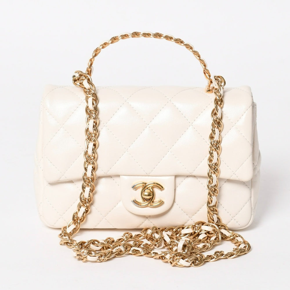 CHANEL シャネル スモール トップハンドル フラップ 2WAYバッグ AS4023 ランダム番台 ココマーク シャイニーラムスキン 美品 中古 4a005369