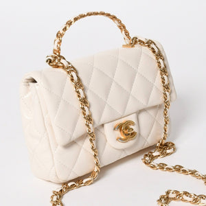 CHANEL シャネル スモール トップハンドル フラップ 2WAYバッグ AS4023 ランダム番台 ココマーク シャイニーラムスキン 美品 中古 4a005369
