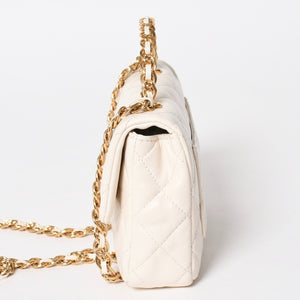 CHANEL シャネル スモール トップハンドル フラップ 2WAYバッグ AS4023 ランダム番台 ココマーク シャイニーラムスキン 美品 中古 4a005369