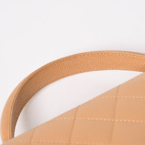 Very Good Condition CHANEL Top Handle Bag Handbag Coco Mark Matelasse Caviar Skin Beige Gold Hardware No. 8 Used 4a005313
