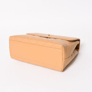 Very Good Condition CHANEL Top Handle Bag Handbag Coco Mark Matelasse Caviar Skin Beige Gold Hardware No. 8 Used 4a005313