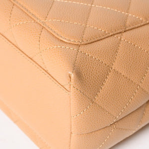 Very Good Condition CHANEL Top Handle Bag Handbag Coco Mark Matelasse Caviar Skin Beige Gold Hardware No. 8 Used 4a005313