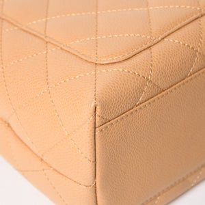 Very Good Condition CHANEL Top Handle Bag Handbag Coco Mark Matelasse Caviar Skin Beige Gold Hardware No. 8 Used 4a005313