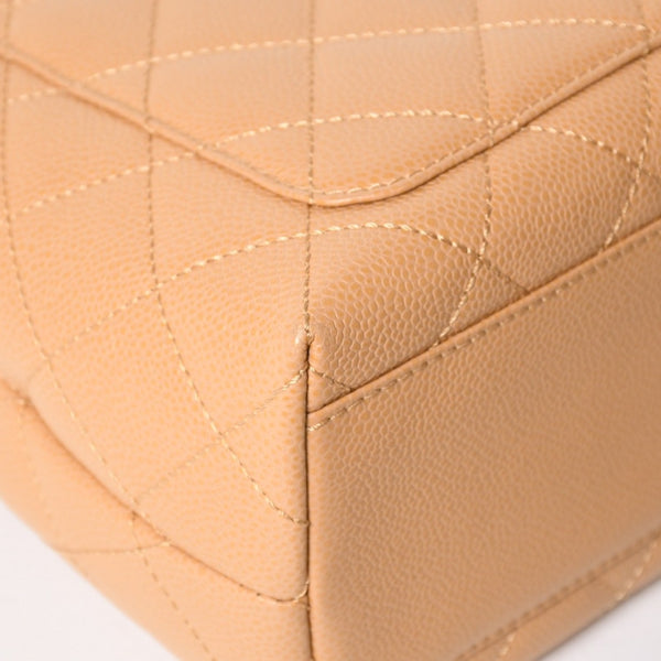 Very Good Condition CHANEL Top Handle Bag Handbag Coco Mark Matelasse Caviar Skin Beige Gold Hardware No. 8 Used 4a005313