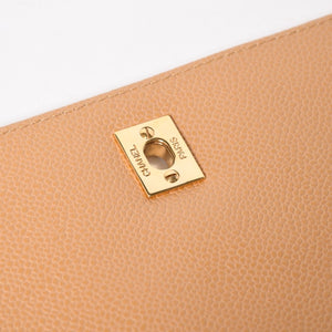 Very Good Condition CHANEL Top Handle Bag Handbag Coco Mark Matelasse Caviar Skin Beige Gold Hardware No. 8 Used 4a005313