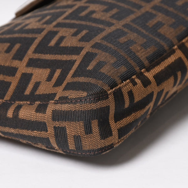 FENDI フェンディ ズッカ柄 セミショルダーバッグ マンマバケット ホーボータイプ 26569 キャンバス レザー ブラウン シルバー金具 美品 中古 4a005281