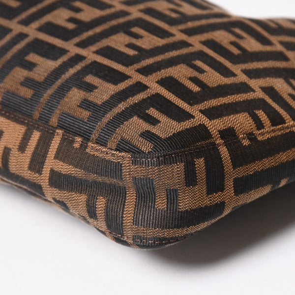 FENDI フェンディ ズッカ柄 セミショルダーバッグ マンマバケット ホーボータイプ 26569 キャンバス レザー ブラウン シルバー金具 美品 中古 4a005281