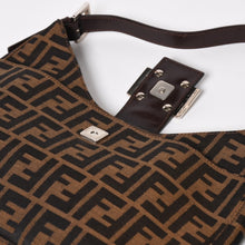 Load image into Gallery viewer, FENDI フェンディ ズッカ柄 セミショルダーバッグ マンマバケット ホーボータイプ 26569 キャンバス レザー ブラウン シルバー金具 美品 中古 4a005281
