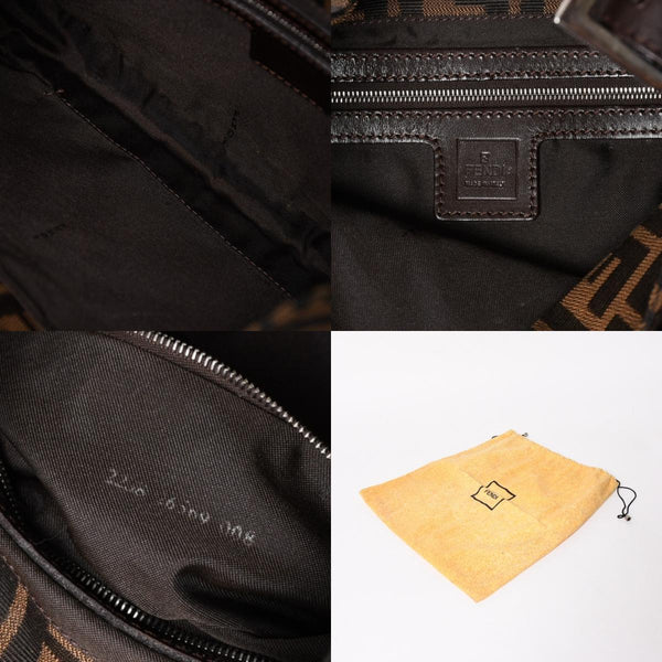 FENDI フェンディ ズッカ柄 セミショルダーバッグ マンマバケット ホーボータイプ 26569 キャンバス レザー ブラウン シルバー金具 美品 中古 4a005281