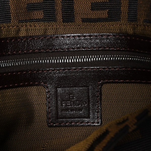 極美品 FENDI フェンディ マンマバケット ワンショルダーバッグ ズッカ柄 総柄 ブラウン キャンバス レザー シルバー金具 中古 4a005270