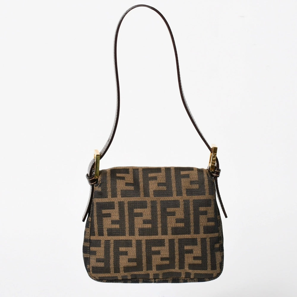 FENDI フェンディ ワンショルダーバッグ ハンドバッグ ゴールド金具 ズッカ柄キャンバス FFバックル 美品 中古 4a004866