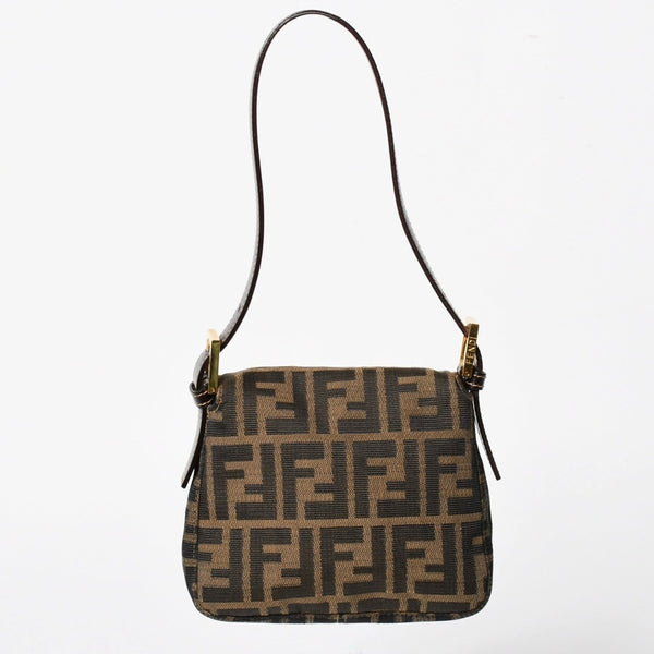 FENDI フェンディ ワンショルダーバッグ ハンドバッグ ゴールド金具 ズッカ柄キャンバス FFバックル 美品 中古 4a004866