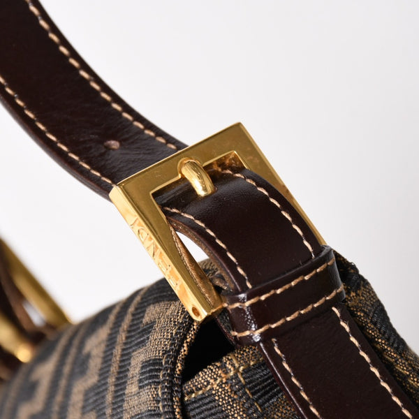 FENDI フェンディ ワンショルダーバッグ ハンドバッグ ゴールド金具 ズッカ柄キャンバス FFバックル 美品 中古 4a004866