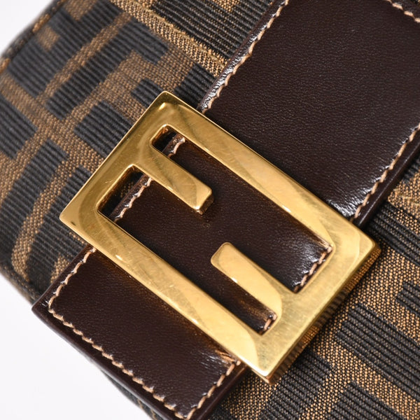 FENDI フェンディ ワンショルダーバッグ ハンドバッグ ゴールド金具 ズッカ柄キャンバス FFバックル 美品 中古 4a004866