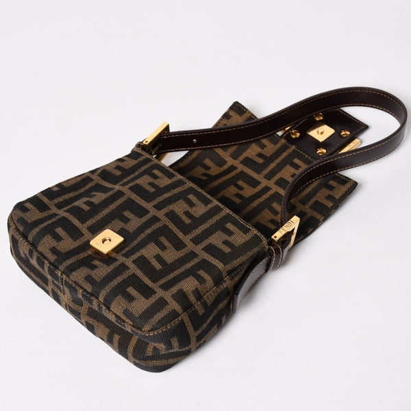 FENDI フェンディ ワンショルダーバッグ ハンドバッグ ゴールド金具 ズッカ柄キャンバス FFバックル 美品 中古 4a004866