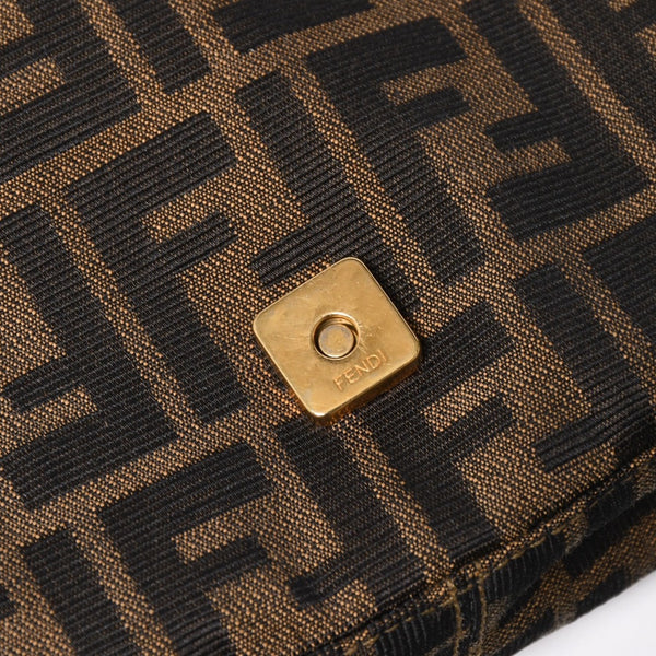 FENDI フェンディ ワンショルダーバッグ ハンドバッグ ゴールド金具 ズッカ柄キャンバス FFバックル 美品 中古 4a004866