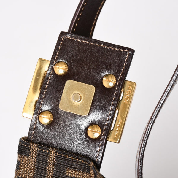 FENDI フェンディ ワンショルダーバッグ ハンドバッグ ゴールド金具 ズッカ柄キャンバス FFバックル 美品 中古 4a004866