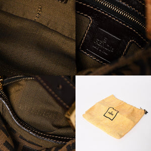 FENDI フェンディ ワンショルダーバッグ ハンドバッグ ゴールド金具 ズッカ柄キャンバス FFバックル 美品 中古 4a004866