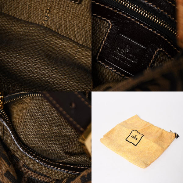 FENDI フェンディ ワンショルダーバッグ ハンドバッグ ゴールド金具 ズッカ柄キャンバス FFバックル 美品 中古 4a004866