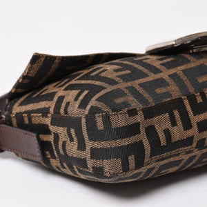 Very Good Condition FENDI Mamma Bucket One Shoulder Bag 26424 Canvas Leather Brown Zucca Pattern Silver Hardware Used 4a005282