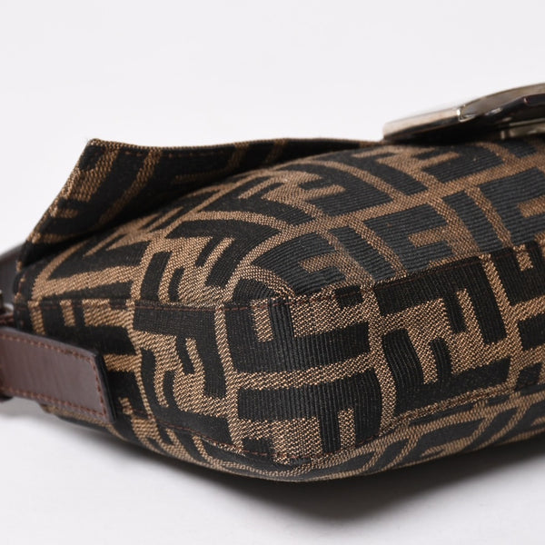 Very Good Condition FENDI Mamma Bucket One Shoulder Bag 26424 Canvas Leather Brown Zucca Pattern Silver Hardware Used 4a005282