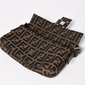 Very Good Condition FENDI Mamma Bucket One Shoulder Bag 26424 Canvas Leather Brown Zucca Pattern Silver Hardware Used 4a005282