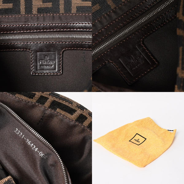 Very Good Condition FENDI Mamma Bucket One Shoulder Bag 26424 Canvas Leather Brown Zucca Pattern Silver Hardware Used 4a005282