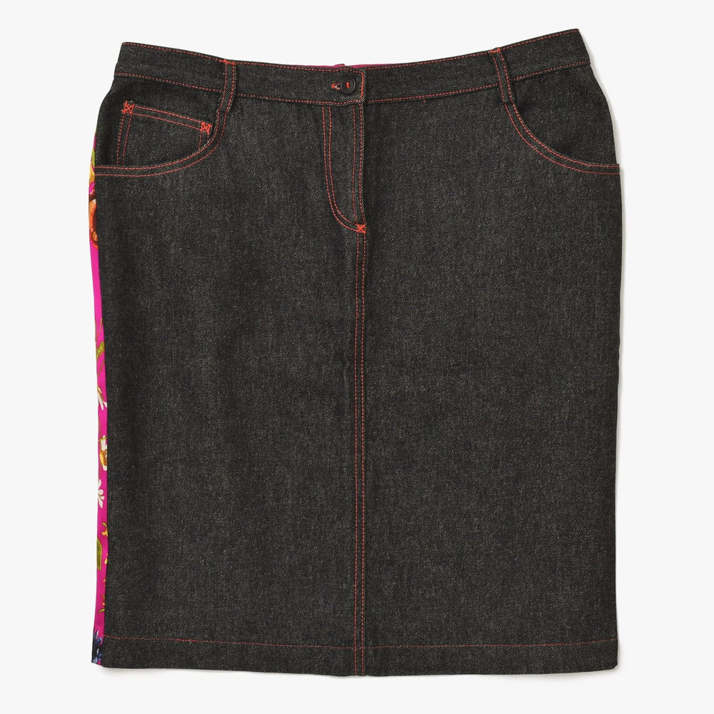 極美品 DOLCE＆GABBANA ドルチェアンドガッバーナ デニム スカート ブラック マルチカラー サイズ42 中古 4a005295