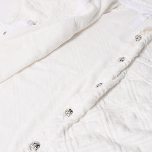 極美品 CHROME HEARTS クロムハーツ パイル生地 CHプラス総柄 半袖シャツ サイズXXL ホワイト シルバー金具 中古 4a005367