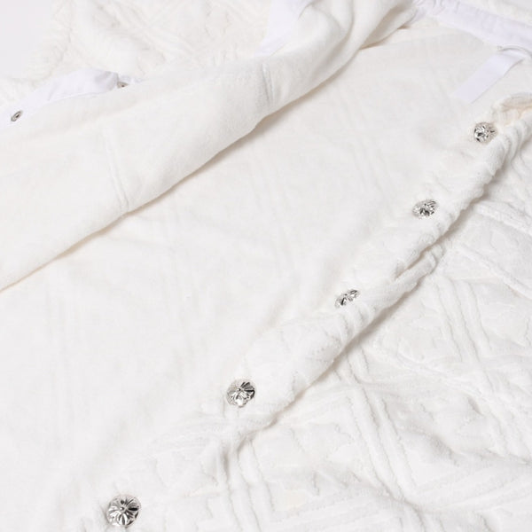 極美品 CHROME HEARTS クロムハーツ パイル生地 CHプラス総柄 半袖シャツ サイズXXL ホワイト シルバー金具 中古 4a005367