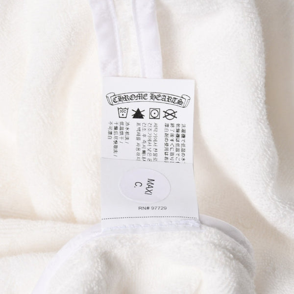 極美品 CHROME HEARTS クロムハーツ パイル生地 CHプラス総柄 半袖シャツ サイズXXL ホワイト シルバー金具 中古 4a005367