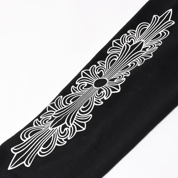 CHROME HEARTS クロムハーツ プルオーバーフーディー パーカー サイズXL フローラルクロス ホースシュー ブラック 美品 中古 4a005381