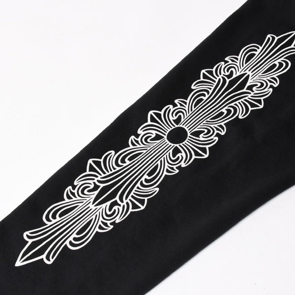 CHROME HEARTS クロムハーツ プルオーバーフーディー パーカー サイズXL フローラルクロス ホースシュー ブラック 美品 中古 4a005381