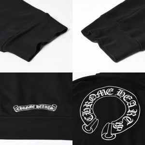 CHROME HEARTS クロムハーツ プルオーバーフーディー パーカー サイズXL フローラルクロス ホースシュー ブラック 美品 中古 4a005381