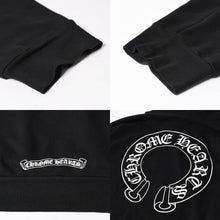画像をギャラリービューアに読み込む, CHROME HEARTS クロムハーツ プルオーバーフーディー パーカー サイズXL フローラルクロス ホースシュー ブラック 美品 中古 4a005381