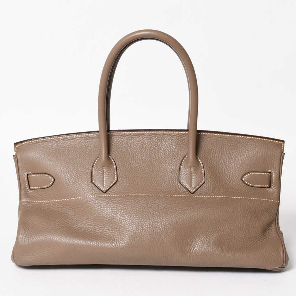 HERMES エルメス ショルダーバーキン42 ハンドバッグ □J刻印 トリヨンクレマンス エトゥープ SV金具 内縫い ゴルチエ期 美品 中古 4a005298