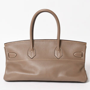 HERMES エルメス ショルダーバーキン42 ハンドバッグ □J刻印 トリヨンクレマンス エトゥープ SV金具 内縫い ゴルチエ期 美品 中古 4a005298