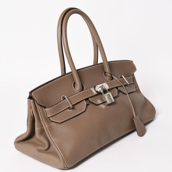 HERMES エルメス ショルダーバーキン42 ハンドバッグ □J刻印 トリヨンクレマンス エトゥープ SV金具 内縫い ゴルチエ期 美品 中古 4a005298