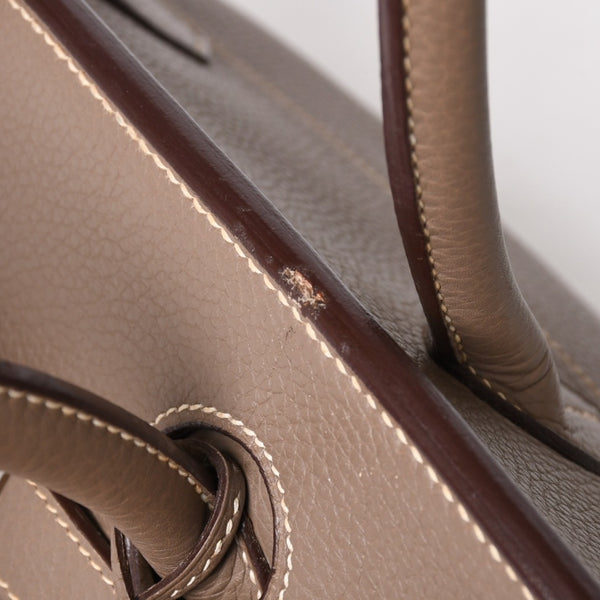 HERMES エルメス ショルダーバーキン42 ハンドバッグ □J刻印 トリヨンクレマンス エトゥープ SV金具 内縫い ゴルチエ期 美品 中古 4a005298